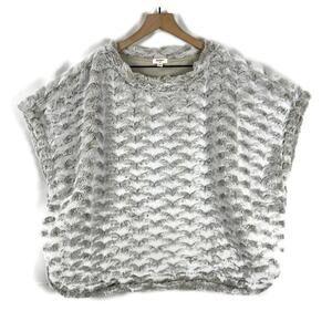 Women’s Faux Fur Maximalist Pullover Poncho Vest | Silver/Gray Size Small Dylan